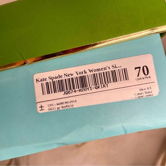 Kate Spade Sandals Susane Crinkle Patent Leather Strap Heels Cream Bone Size 8.5 - Picture 16 of 16